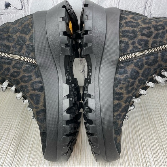 𝅺p448 Denise Animal Print Platform Sneaker Booties In Leopard Size 38 - Picture 11 of 15